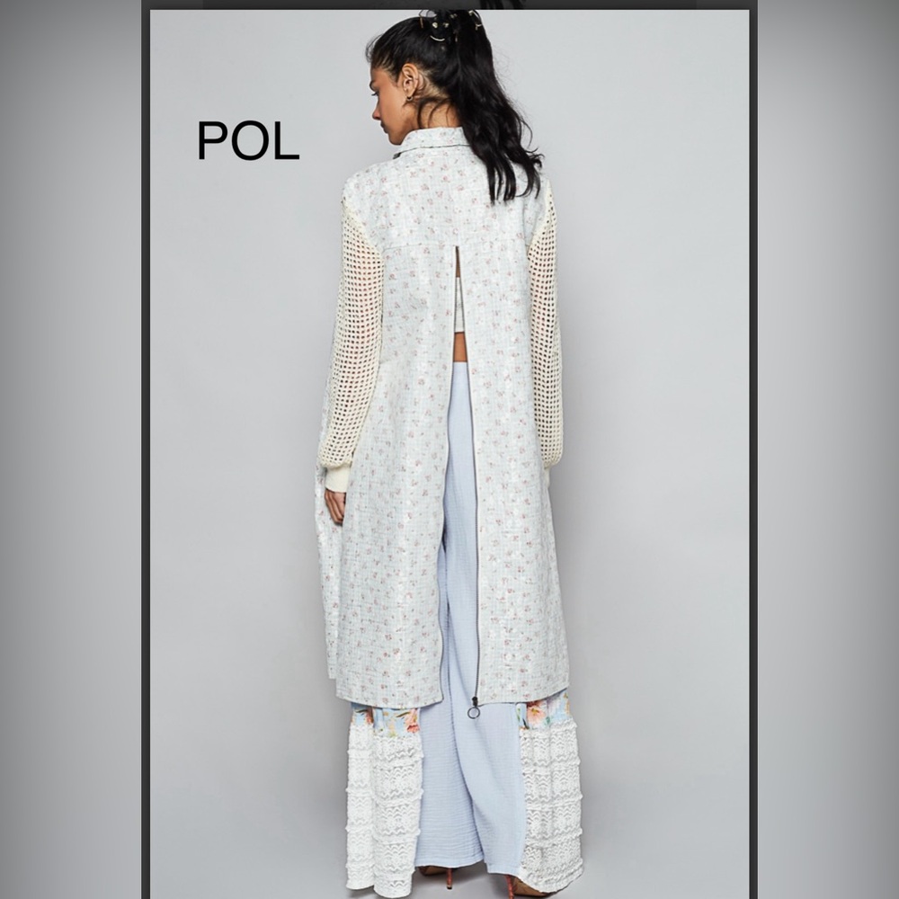 BPB13-1💙POL pristine blue wide leg pants socks/floral lace inset+elastic waist! - Picture 4 of 8
